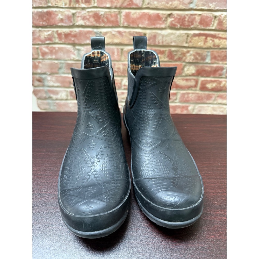 Pendleton Women Black Aztec Pattern Chelsea Ankle Rain Boots Size 7